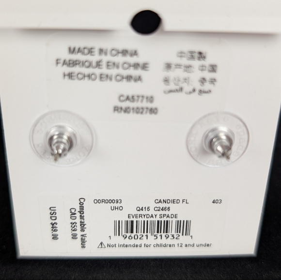 Kate Spade Everyday Spade Glitter Enamel Studs Silver NWT - Picture 5 of 5